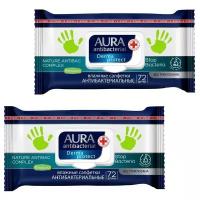 Aura Влажные салфетки антибактериальные с ромашкой 72 шт, 2 упаковки