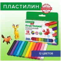 Пластилин классический для лепки (набор) для детей Brauberg Kids, 12 цветов, 240 г, 105873