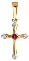 Золотая подвеска Diamant online 285077 с бриллиантом и рубином