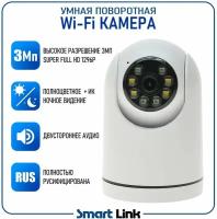Умная беспроводная 3Мп WiFi камера видеонаблюдения, поворотная, для дома/ офиса, с записью на карту памяти, Smart Link SL-W324H