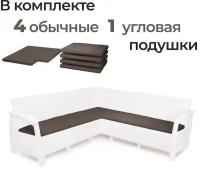 Диван угловой Альтернатива Ротанг-Плюс М8347 (коричневые подушки) 200*200*79 см, белый