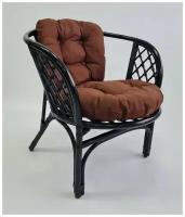 Кресло из натурального ротанга с кофейной подушкой Багама, цвет венге