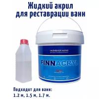 Жидкий акрил для реставрации ванн FINNACRYL наливной 1.5, 1.7 м, Глянцевое покрытие, 3 кг, белый