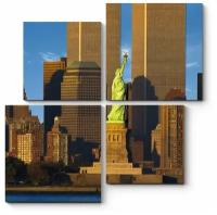 Модульная картина Всемирный торговый центр за Статуей Свободы50x50