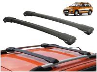 Багажник на рейлинги Лада Калина универсал (Lada Kalina universal / Lada Kalina Cross) - Lux Hunter L52-B, чёрные дуги