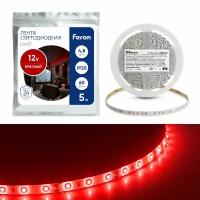 Cветодиодная LED лента Feron LS603, 60SMD(2835)/м 4.8Вт/м 5м IP20 12V красный, 27672