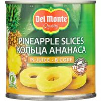 Консервированные ананасы Del Monte кольца в соке, жестяная банка, 435 г