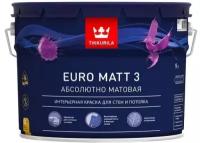 Tikkurila Euro Matt 3 Краска интерьерная для стен и потолков (под колеровку, глубокоматовый, база C, 0,9 л)