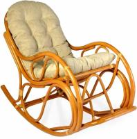 Кресло-качалка 05/04В (550х1350х1000) не разборная, светлая подушка, ротанг, коньяк