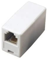 Розетка для телефона проходная Rexant 03-0022 6P4C адаптер гнездо-гнездо для соединения двух телефонных кабелей