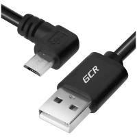 GCR Кабель 0.3m AM /microUSB угловой левый черный 28/28 AWG