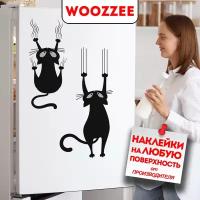 Наклейки для стен и мебели Woozzee Сползающие коты / наклейки для интерьера / наклейки на стену / интерьерные наклейки / наклейки для мебели