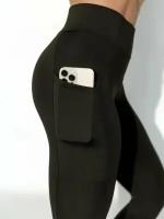 лосины леггинсы женские спортивные с карманом летние черные утягивающие на лето хлопок больших размеров для спорта фитнеса и верховой езды