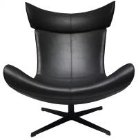 Кресло кожаное мягкое TORO черное, для отдыха, взрослое крутящееся круглое на ножке, офисное для руководителя, для дома в гостиную, прессованная кожа