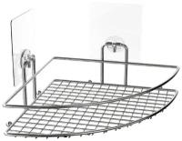Полка для ванной угловая настенная на силиконовом креплении, полка-решетка металлическая