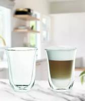 Набор чашек для латте DeLonghi Latte Macchiato (2 шт), чашки 220 мл стеклянные с двойными стенками для кофе и чая