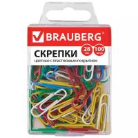 BRAUBERG Скрепки 28 мм (221111) (100 шт.) разноцветные 100 шт