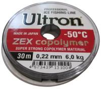 Монофильная леска для рыбалки ULTRON Zex Copolymer 0,22 мм, 6,0 кг, 30 м, прозрачная, 1 штука