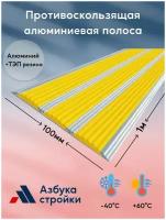 Противоскользящая алюминиевая полоса накладка на ступени с тремя вставками 100мм*1м
