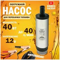 Насос для перекачки топлива 40 л / мин. 12V, d - 51 мм с фильтром хром, 3,5А