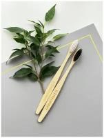 Набор бамбуковых зубных щеток MAOMIKO / деревянная зубная щетка эко из бамбука с древесным углем, 2 цвета, 2 шт