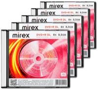 Диск Mirex DVD+R DL 8,5Gb 8x slim, упаковка 5 шт