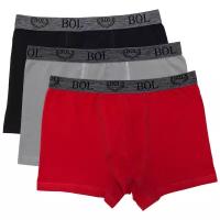 Трусы BOL Men's, 3 шт., размер 2XL(56-58), черный, серый, красный