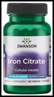 Swanson Iron Citrate 25 mg (Цитрат Железа 25 мг) 60 вег капсул (Swanson)
