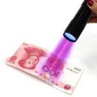 Фонарик Ультрафиолетовый для маникюра, проверки денег, купюр (УФ детектор банкнот), цвет черный