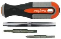 750106 Отвертка ROUND GRIP 6 в 1 SL 5, 6 PH 1, 2, 1 / 4DR, 5 / 16DR OMBRA 750106