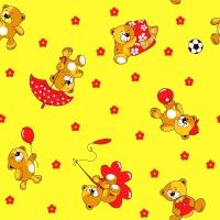 Пеленка детская фланель 90х140, 52644 Крошка мишутка, цвет: желтый с рисунком