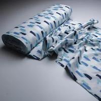 Ранфорс с глиттером oops_tkani для постельного белья, одежды, детского текстиля, отрез 200*240см, 100% хлопок, рисунок: штрихи голубые (синие)