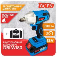 Гайковерт TOUA DBLW180 импульсный аккумуляторный (18V), бесщеточный двигатель, 1 год гарантии