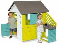 Детский игровой домик с кухней для улицы Smoby, зеленый/голубой