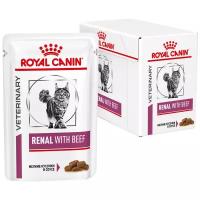 Влажный корм для кошек Royal Canin Renal, при проблемах с почками, с говядиной 12 шт. х 85 г (кусочки в соусе)