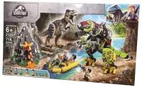 Конструктор Мир Юрского периода Бой Тираннозавра и робота-динозавра, 716 деталей, 21337, совместим с лего, для мальчика и девочки