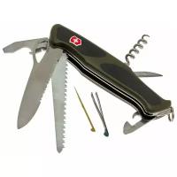 Нож перочинный VICTORINOX RangerGrip 179, 130 мм, 12 функций, с фиксатором лезвия, зелёный с чёрным