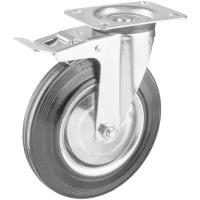 Поворотное колесо c тормозом резина/металл игольчатый подшипник ЗУБР Профессионал d=100 мм г/п 70 кг 30936-100-B