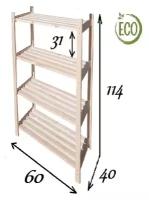 Стеллаж Усиленный, Стеллаж торговый, Стеллаж модульный Стеллаж деревянный, 60х40х114 см, 4 полки