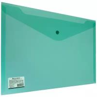 BRAUBERG Папка-конверт с кнопкой A4, пластик 180 мкм, зеленый