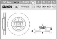 Диск тормозной передний Sangsin SD1070