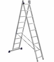 Лестница-стремянка двухсекционная Alumet H2 5209, алюминиевая, 2 x 9 ступеней, 2,53 - 4,22 м