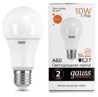 Лампа светодиодная Gauss 23210 LED Elementary A60 10W E27 3000K 180-240V