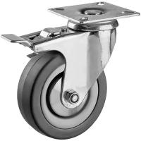 Поворотное колесо с тормозом ЗУБР резина/полипропилен d=75 мм г/п 50 кг 30956-75-B
