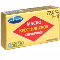 Масло сладкосливочное экомилк Крестьянское 72,5% высший сорт, без змж, 180г