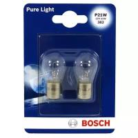 Лампа накаливания Bosch Pure light P21W 12V 21W BA15s, поворотники, комплект 2 шт, 1987301017