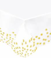 Скатерть праздничная одноразовая фольгированная Riota Золотые звезды, белая, 137х183 см