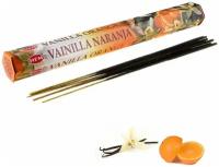Натуральные индийские благовония HEM Ваниль-Апельсин (Vanilla-Orange), ароматические палочки 20 шт