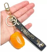 Брелок подвеска мандаринка с лентой на новый год, для ключей, для сумки