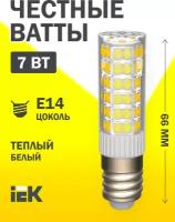 Лампа Светодиодная CORN капсула 7Вт 230В 3000К керамика E14, IEK LLE-CORN-7-230-30-E14 (1 шт.)